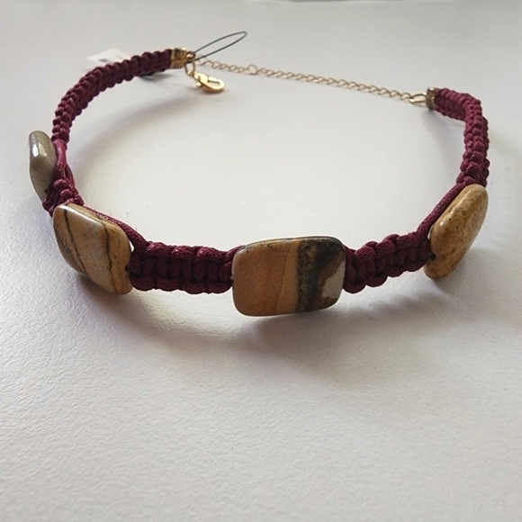 NWT Free People Sweet Carolina Choker Tan Ocean Jasper - Picture 5 of 9